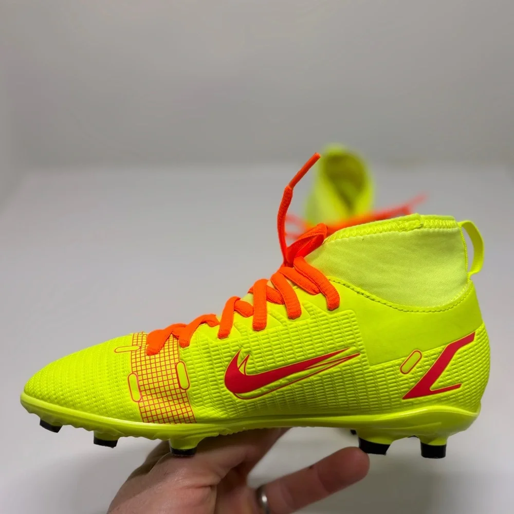 Nike Jr Mercurial Superfly 8 Academy FG/MG Volt Crimson Soccer Cleats Youth 3.5Y